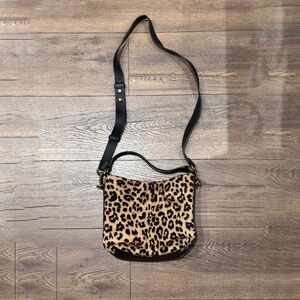 J.Crew Leopard Print Leather CrossBody Bag